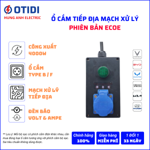 Ổ Cắm Tiếp Địa Mạch Xử Lý Thông Minh OTIDI ECOE ( ECO EXTRA ) – Chuyên Dùng Cho Xe Ô Tô Điện VinFast, BYD, JAECOO & Các Dòng EV khác | Dây cáp CVV 2x2.5mm